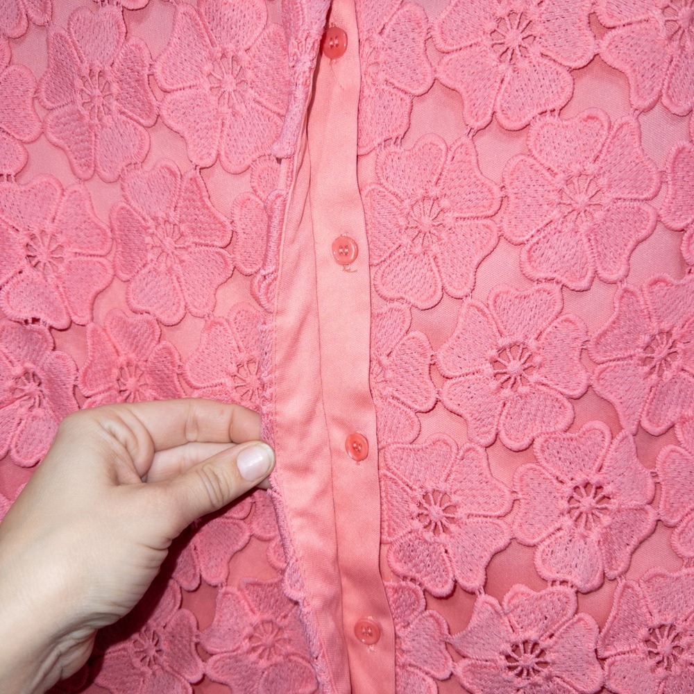 Petal & Pup Watermelon Pink Tallie Floral Embroidered Button Up Mini Dress 14 - Picture 6 of 9